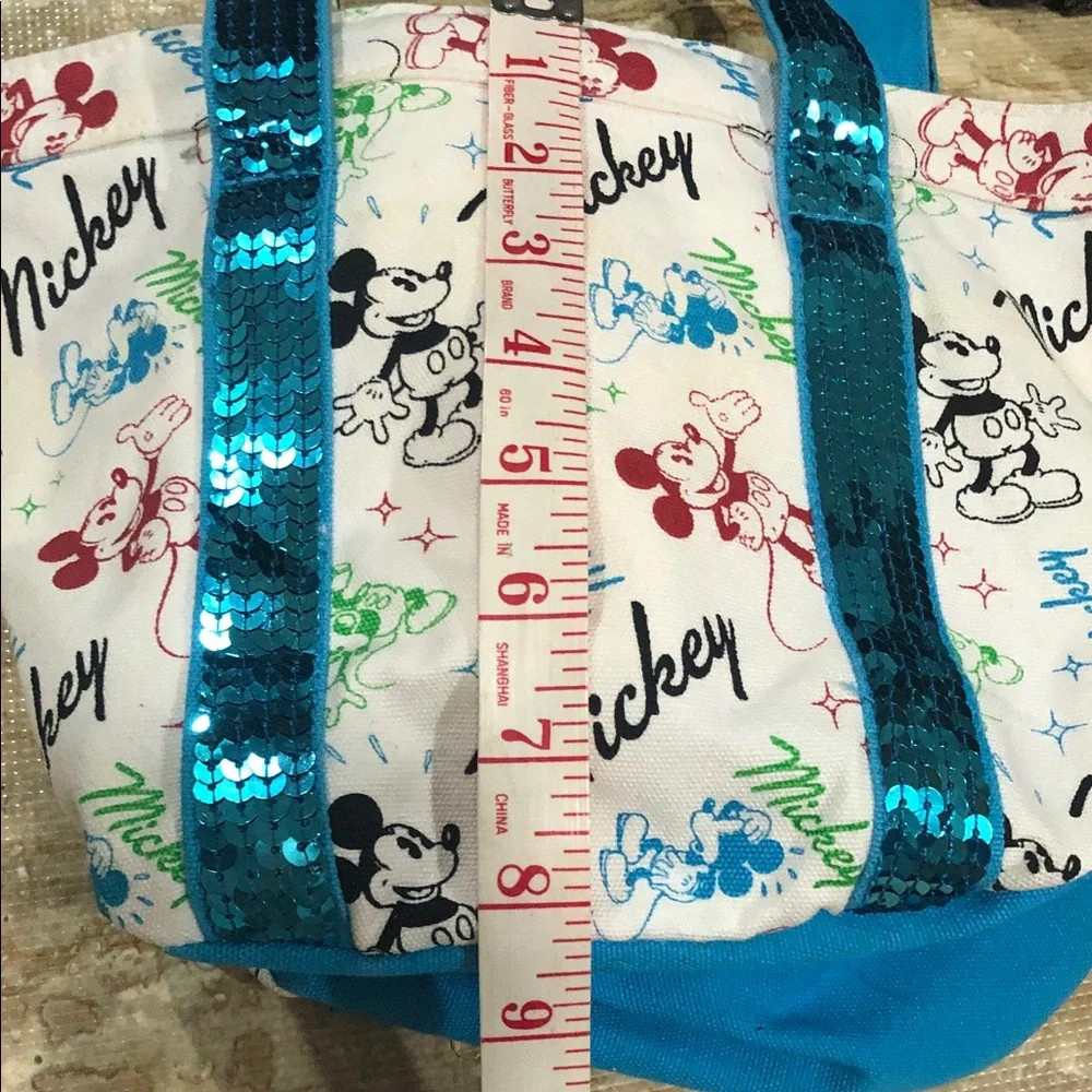Mickey Sequin-Trim Canvas Tote in Teal